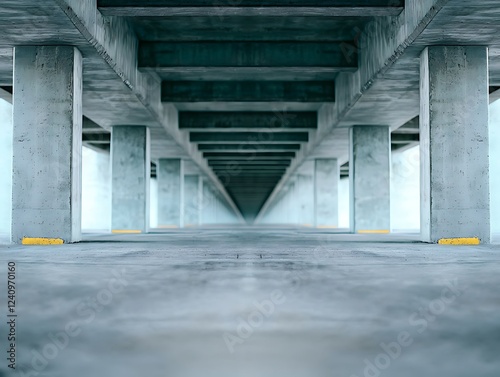 Wallpaper Mural A symmetrical concrete structure with columns and beams creates a minimalist, industrial aesthetic leading into the distance. Torontodigital.ca