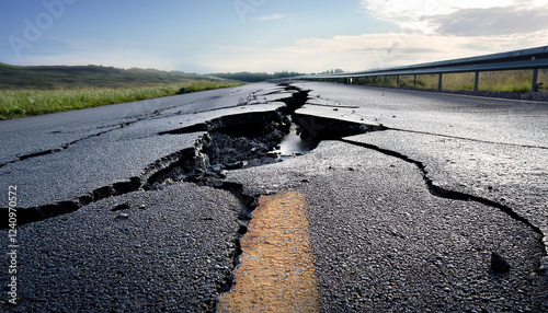 une matiere de route goudronnee craquelee abimee photo