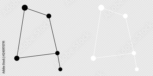 Corvus constellation map set. Vector illustration.