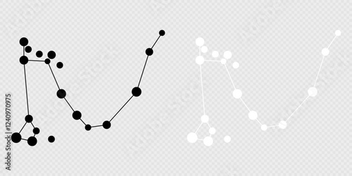 Draco constellation map set. Vector illustration.