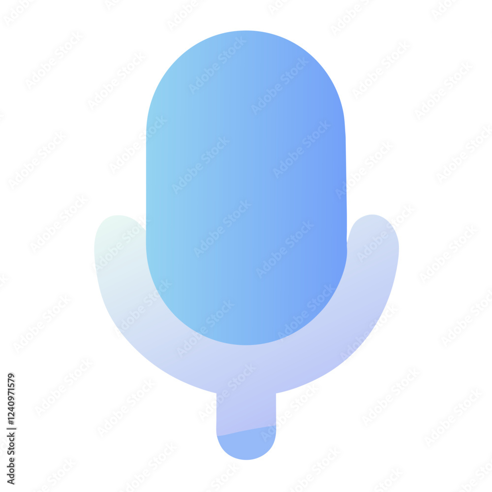 Microphone icon on transparent background, gradient design, soft blue tones Microphone icon on transparent background, gradient design, soft blue tones