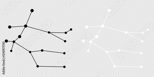 Gemini constellation map set. Vector illustration.