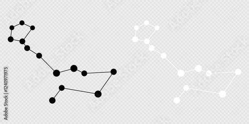 Cetus constellation map set. Vector illustration.