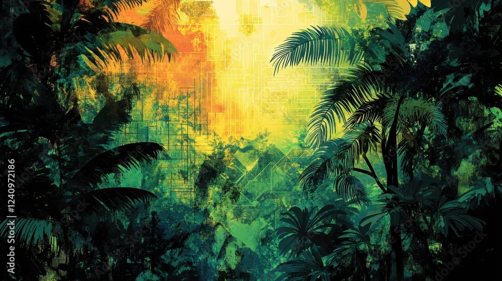 Tropical Palm Trees Abstract Jungle Artwork Tropical Palm Trees Abstract Jungle Artwork