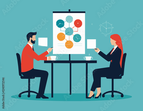 Teamwork and Partnership Concept - Business Meeting Vector Art