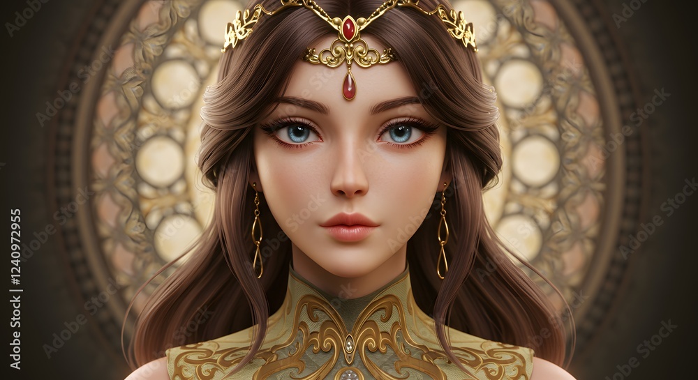 Fototapeta premium Portrait of an Elegant Princess in Regal Attire