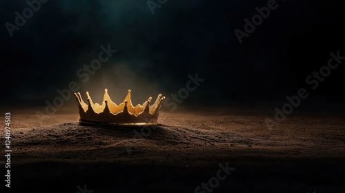A golden crown broken but glowing, symbolizing humility in the kingdom of God photo