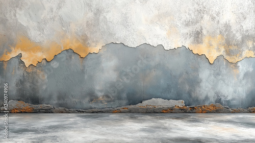  Abstract Mountain Horizon: A Blend of Mist and Earth