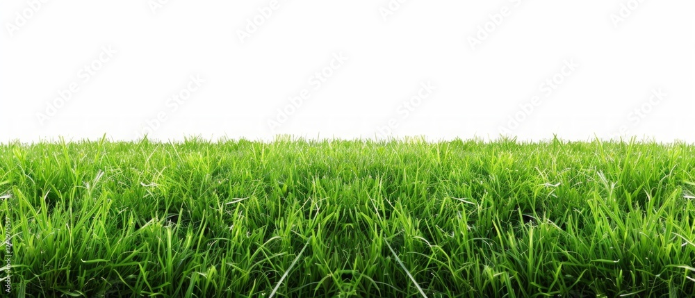 Fototapeta premium Background with green grass on white background, suitable for eco-friendly product packaging design or advertising landscape services.