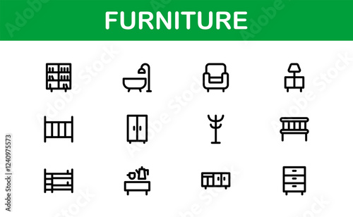Furniture Icons for Interior Designers. Scalable Graphics for Modern, Classic, and Minimalist Furniture