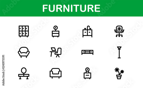 Furniture Icons for Interior Designers. Scalable Graphics for Modern, Classic, and Minimalist Furniture