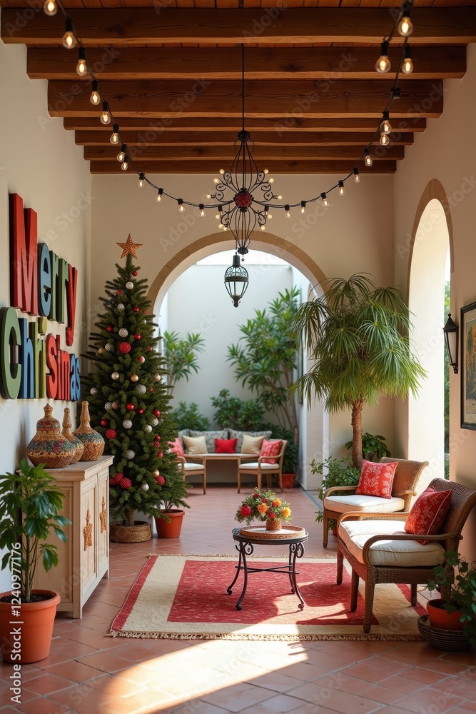 Fototapeta premium A Christmas corner with a large, colorful 