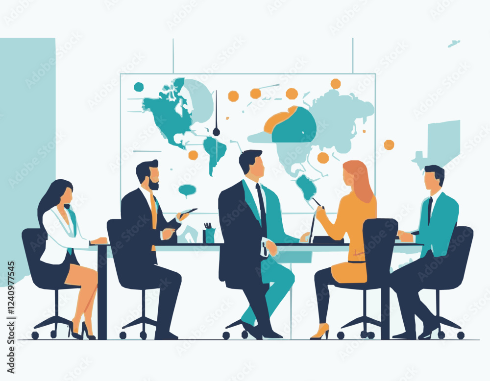 Modern Business Meeting Scene with Diverse Teamwork Modern Business Meeting Scene with Diverse Teamwork