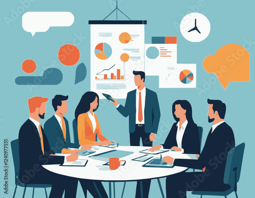 Modern Business Meeting Scene with Diverse Teamwork