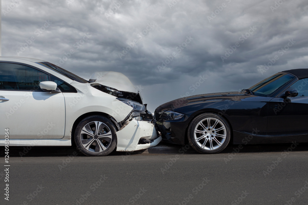 Car Collision on a Cloudy Day Car Collision on a Cloudy Day