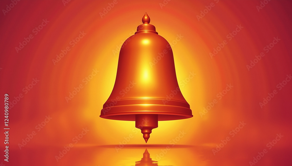 Obraz premium Glowing bell icon representing notifications with gradient effect, alert concept