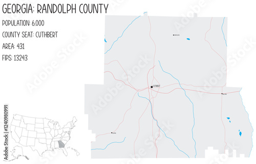 Large and detailed map of Randolph County in Georgia, USA.