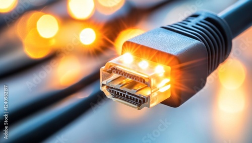 High-Definition Cable Connection: A Glowing HDMI Port