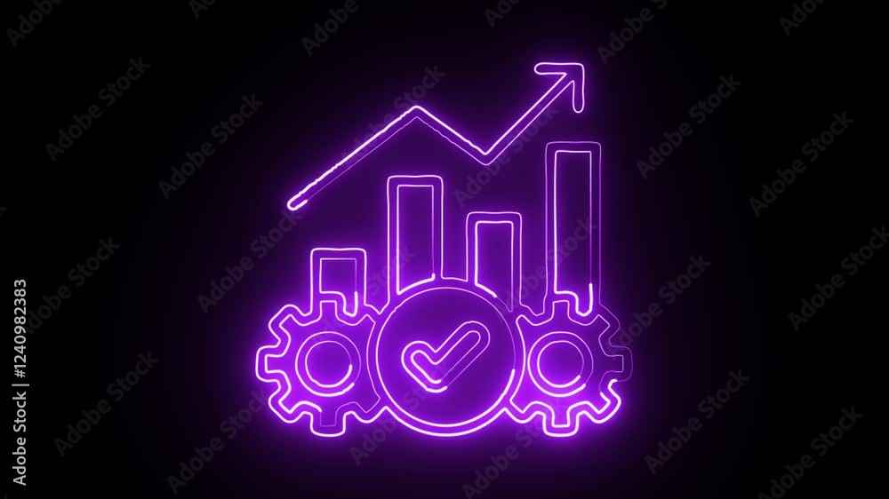 glowing neon operation icon isolated on black background. HD motion graphic animation