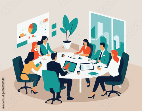 Office Teamworking and Strategy Session Graphic