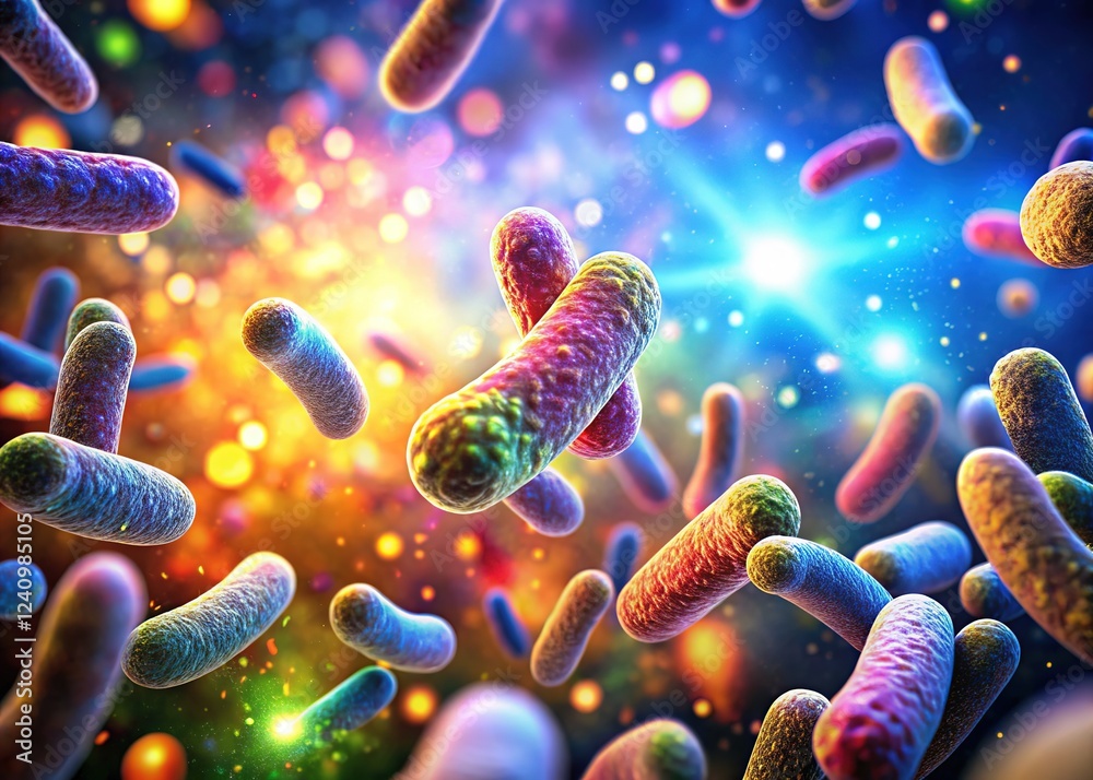 Fototapeta premium Floating probiotics, a healthy gut's secret.