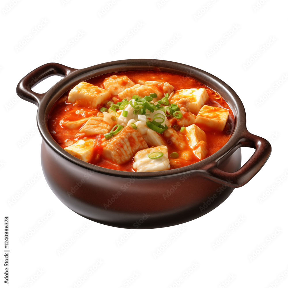 Transparent PNG of Steaming Korean Kimchi Jjigae with Tofu | Isolated Background Transparent PNG of Steaming Korean Kimchi Jjigae with Tofu | Isolated Background