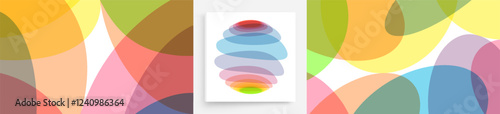 Abstract background with translucent overlapping coloured shapes. Modern design. Set of spheres. 3d vector illustration for brochure, banner, cover, card, flyer or presentation.