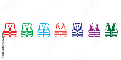 Professional Life Vest Icons Silhouette Vector Illustration