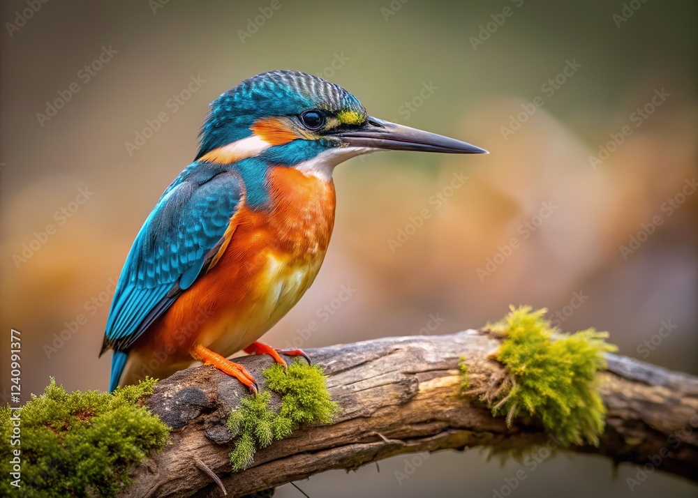 Fototapeta premium AI-photo: Urban kingfisher, branch, exploration.