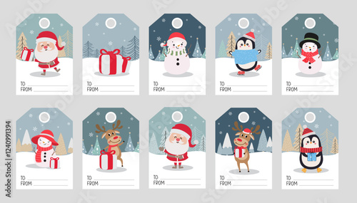 Fashionable and simple Christmas card set with design gift tags