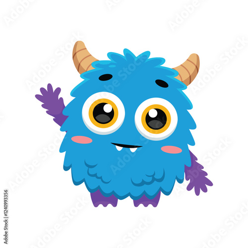 Cute Monster Waving Vector Illustration