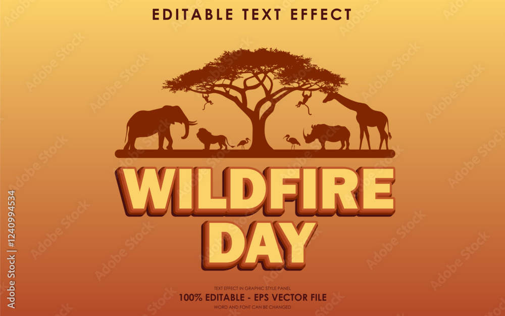 Fototapeta premium Editable World Wildlife Day Text Effect with a savannah-themed background