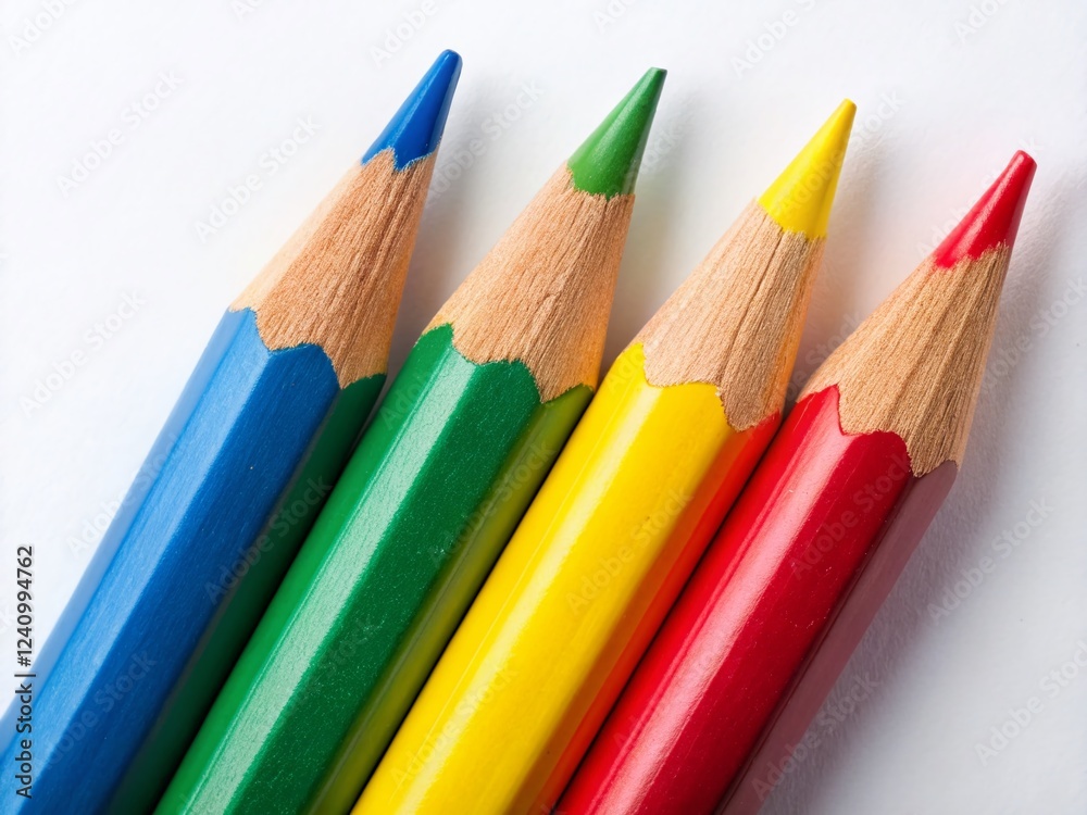 Colorful Pencils Arranged on White Background - Studio Shot Colorful Pencils Arranged on White Background - Studio Shot