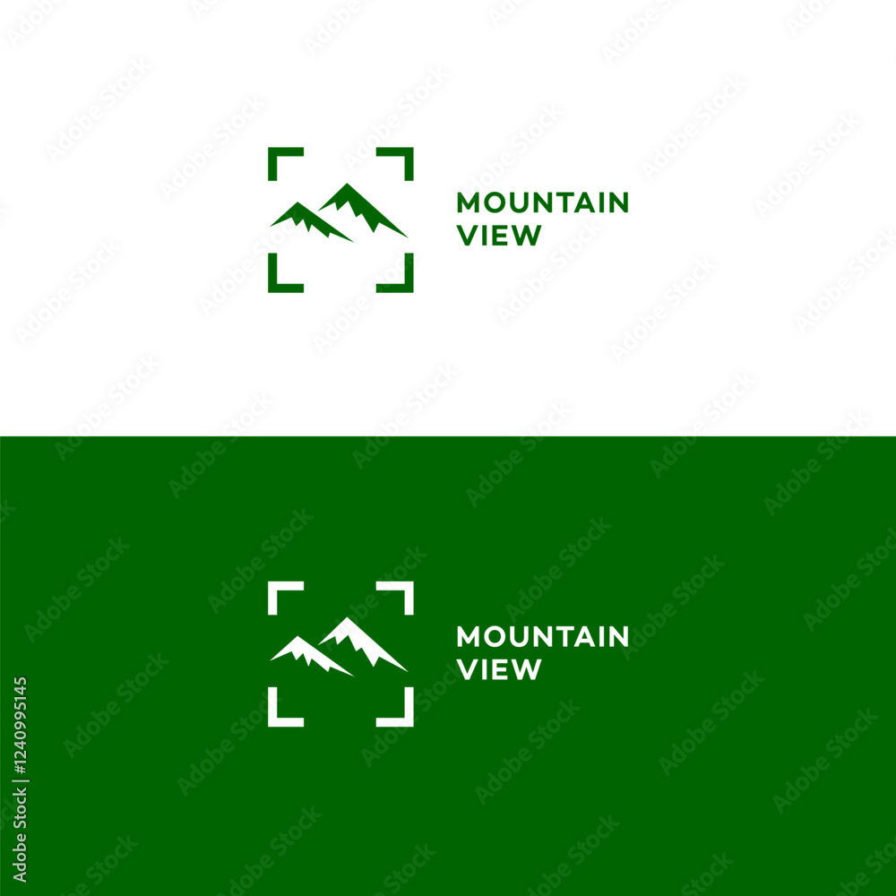 Mountain View Logo Design Green Peaks, Nature Photography Focus Mountain View Logo Design Green Peaks, Nature Photography Focus