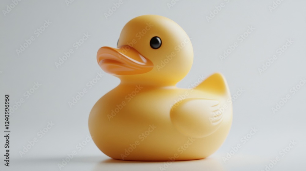 Yellow Rubber Duck on White Background