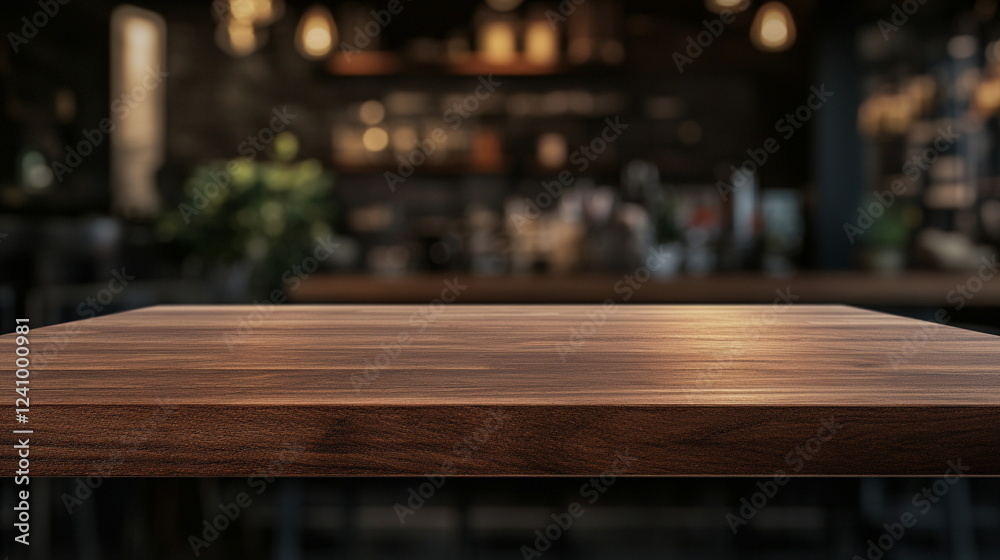 Empty wooden table with a clean, neutral background, ideal for product display montage, offering a rustic and minimalist setting to highlight various items or merchandise.

