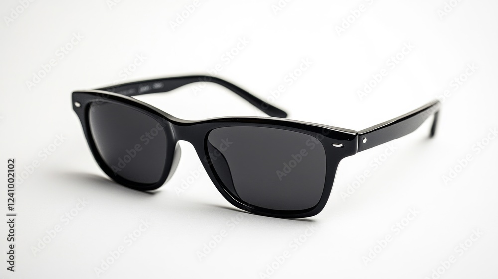 Black Rectangular Sunglasses on White Background Black Rectangular Sunglasses on White Background