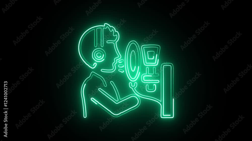 glowing neon voiceover icon isolated on black background. HD motion graphic animation