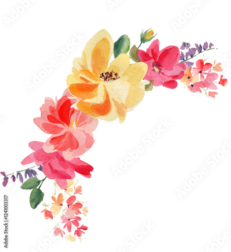 Fototapeta Naklejka Na Ścianę i Meble -  Watercolor floral clipart png digital floral wreath