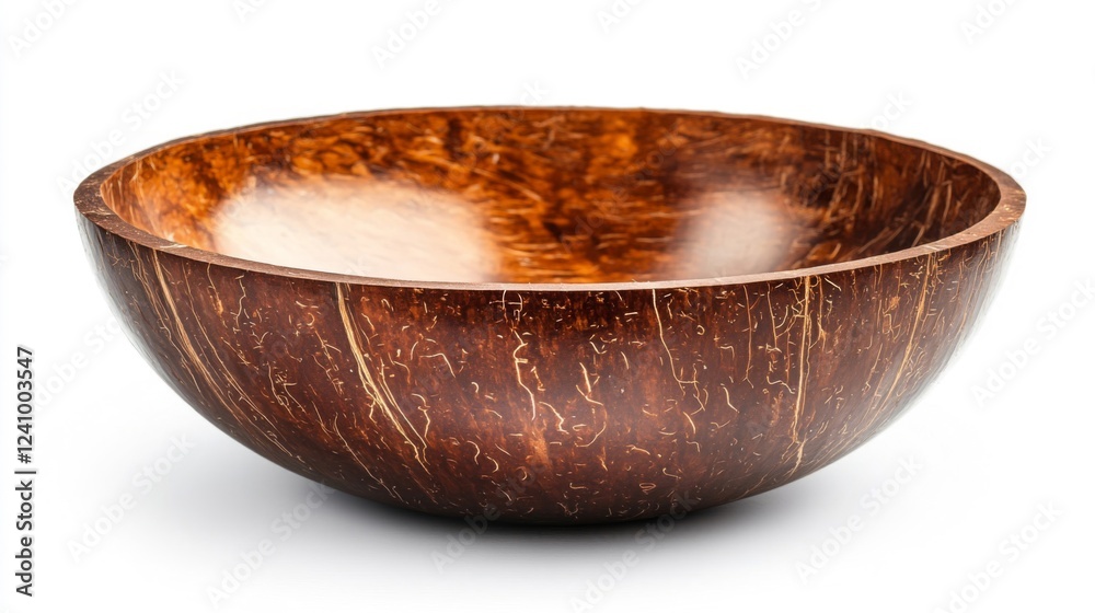 Brown Wooden Coconut Bowl on White Background Brown Wooden Coconut Bowl on White Background