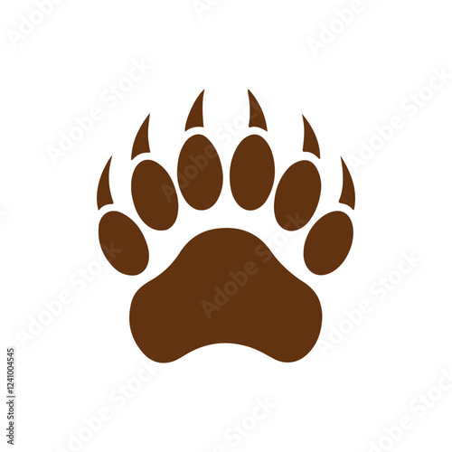 Brown grizzly bear paw print silhouette icon vector flat illustration design on white background.