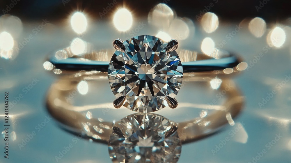 Fototapeta premium Brilliant Diamond Ring with Reflections
