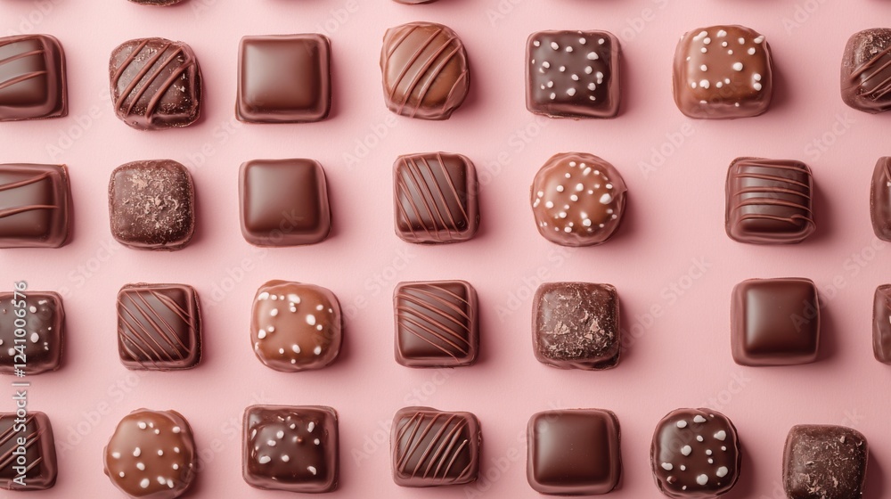 A Symphony of Hearts: A Delightful Collection of Exquisite Chocolate Hearts, Beautifully Displayed on a Pastel Pink Surface, Creating a Scene of Pure Romance and Sweet Indulgence A Symphony of Hearts: A Delightful Collection of Exquisite Chocolate Hearts, Beautifully Displayed on a Pastel Pink Surface, Creating a Scene of Pure Romance and Sweet Indulgence