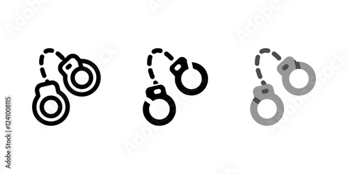 Handcuffs icon. Police arrest and security sign. Law enforcement and justice symbol. Metal chain and prisoner custody pictogram. Crime control and regulation illustration.