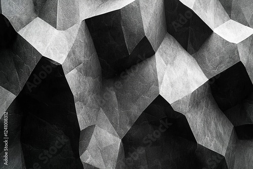 Triangular shapes of gray paper for dark abstract background , isolated on white background,  , copy space for text,