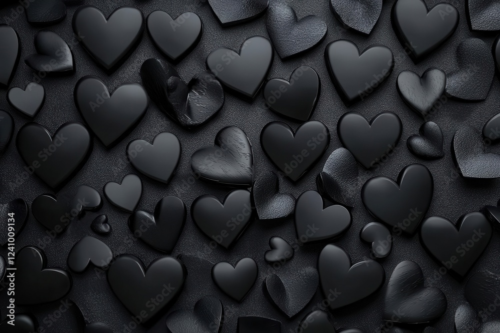 a striking black hearts pattern filling the background, creating a bold and romantic aesthetic that conveys feelings of love and passion with an elegant simplicity a striking black hearts pattern filling the background, creating a bold and romantic aesthetic that conveys feelings of love and passion with an elegant simplicity
