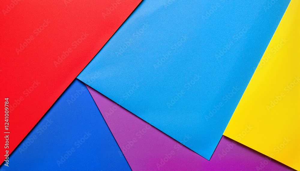 Bold geometric background of overlapping triangles in red, blue, yellow, modern design Bold geometric background of overlapping triangles in red, blue, yellow, modern design