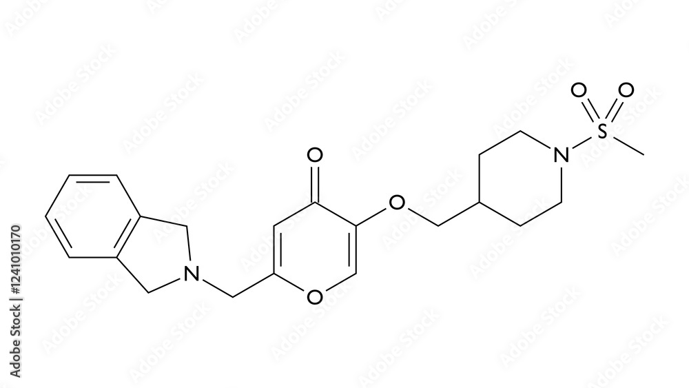 opevesostat molecule, structural chemical formula, ball-and-stick model, isolated image antineoplastic agent opevesostat molecule, structural chemical formula, ball-and-stick model, isolated image antineoplastic agent
