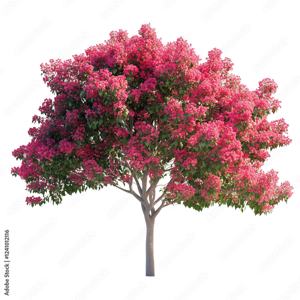 Fototapeta premium Colorama scarlet crape myrtle tree isolated on transparent background PNG