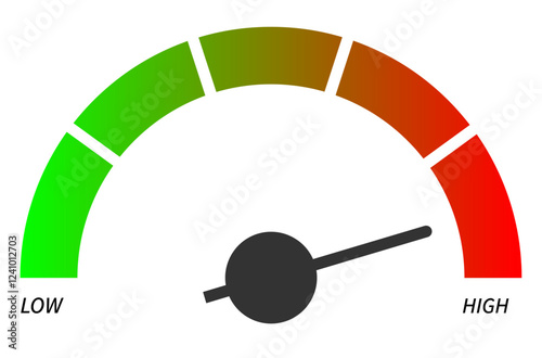 High Level Guage Meter, Scale Risk Meter, Dashboard Sign, Speedometer Icon Vector Illustration
